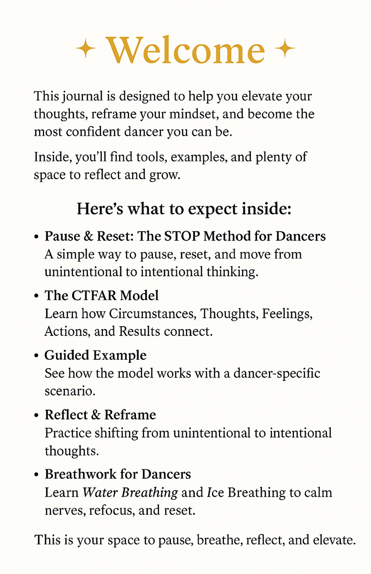 Elevate Journal: Dancer Edition